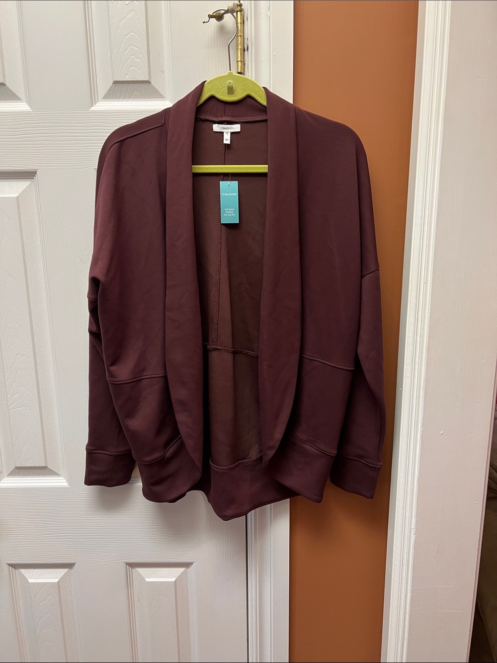 Maurice’s Open-Front Draped Cardigan Sweater - Burgundy